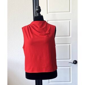 Bright Red Zara Pleated Top